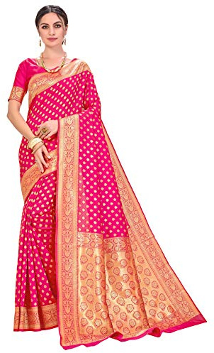 Glory Sarees Sari de seda Banarasi con blusa para mujer