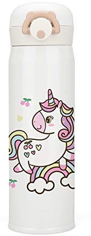 Ruchen Stainless Steel Mug Vacuum Cup Water Bottle Thermoses ﻿Cute Unicorn Rainbow Cartoon Pony Baby Vacuum Flask 500ml