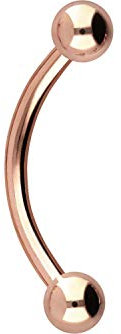 PIERCINGLINE Chirurgenstahl Banane 2 KUGELN Gebogener Piercing Stab Augenbraue Intim Brust Ohr Roségoldfarben 3 x 1,2 x 5 mm
