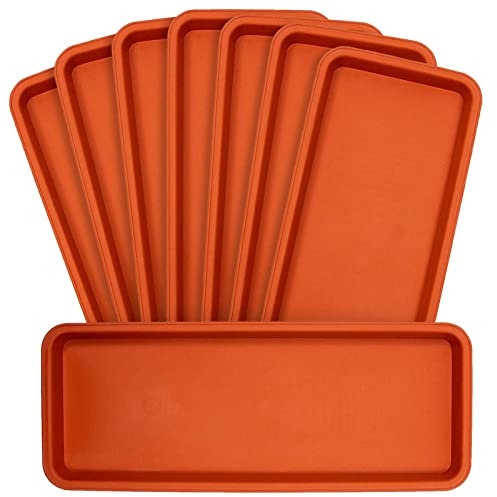 8 Pack Large Plastic Plant Drip Trays for Watering, Rectangular Planter Saucer Pans for Indoors, Outdoors, Garden Supplies (Terracotta Red, 18 cm)