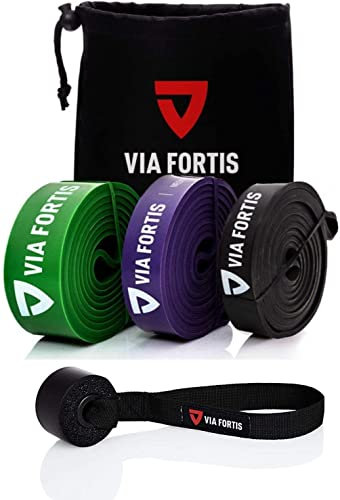 VIA FORTIS Premium Resistance Bands + Übungsanleitung und Tasche - Widerstandsbänder/Klimmzugband und Klimmzughilfe/Fitnessband/Trainings-Bänder für Fitness & Krafttraining
