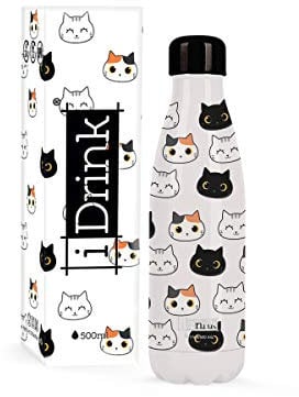 I-Drink Botella Térmica Doble Pared 350/500/750/1.000 ML, Decorada (500 ML, Cat)