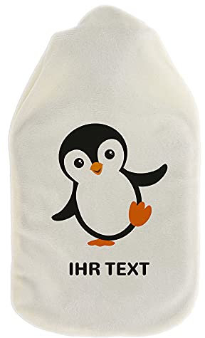STEMPEL-FABRIK – personalisierte Wärmflasche mit Bezug – kuscheliger Wärmflaschenbezug mit Wunschtext wie Namen gestalten – Geschenkidee zu Weihnachten für Kinder & Erwachsene (800 ml | Pinguin)