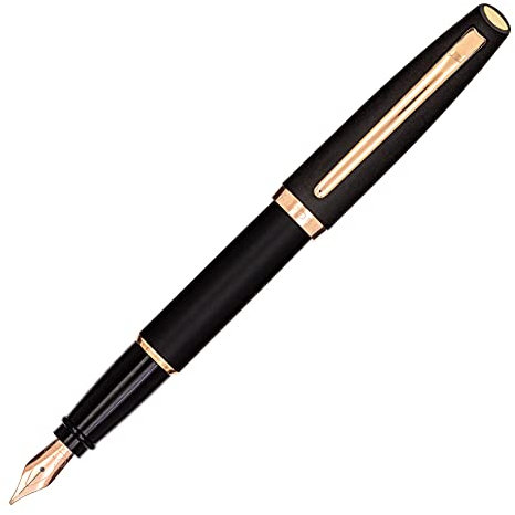 Aurora Style Resin Fountain Pen Matt Resin Writing Pen in Matte Black with Rose Gold Fittings Chrome-Plated Steel Nib in Thickness M Gift Box