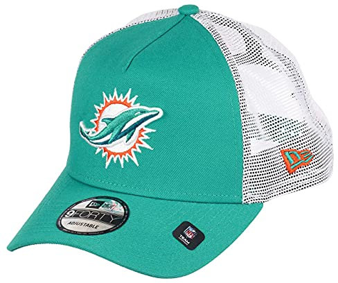 New Era Miami Dolphins NFL White Mesh Trucker 9Forty A-Frame Trucker Cap - One-Size