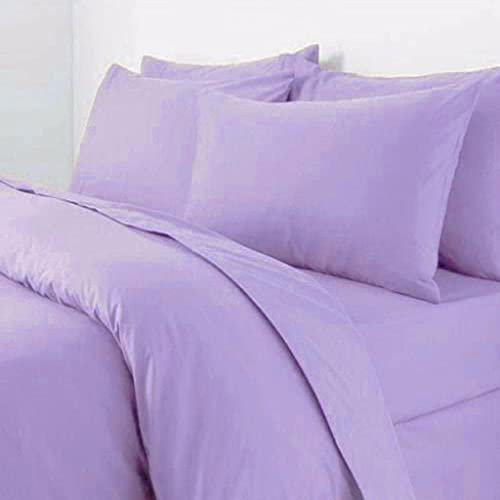 British Home Bedding - Plain Dyed Luxury Cotton Blend Percale Duvet Cover Set with 2 Pillowcases (Lilac, King)