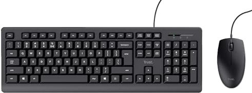 Trust TKM-250 USB-Tastatur und Maus-Set, kabelgebunden, Deutsches QWERTZ-Layout, Flüssigkeitsgeschützt