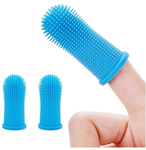 FadyDail Hundezahnbürste Fingerling Wiederverwendbar 2 Stück, 360º Katzen Finger Zahnbürste Pet Fingerzahnbürste Dentalhygiene Weiche Fingerzahnbürste Finger Zahnbürsten für Hund und Katze