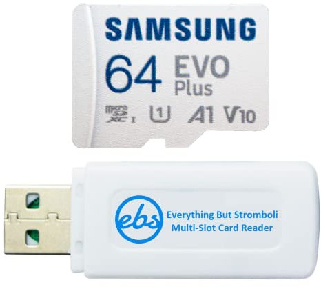 Samsung 64GB Micro SDXC EVO+ Plus Memory Card for Samsung Phone Works with Galaxy S20 Fan Edition 2022, A53 5G Cell Phone (MB-MC64KA) Bundle with 1 Everything But Stromboli SD & MicroSD Card Reader