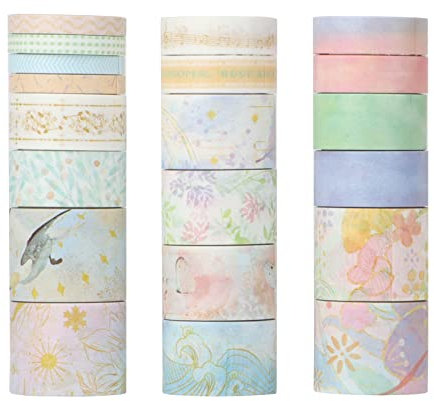 Vintage Washi Tape Set 20 Rollen – 25/20/15/10/5 mm breit, Aquarell-Moment-Thema, antikes japanisches Masking Tape (2 m) Dekorieren Sie Ihr Sammelalbum, Heimwerkerhandwerk, Bullet Journal