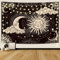 Wonrizon Sonne und Mond, ästhetisch, schwarz, dunkle spirituelle Wandteppiche, mystische brennende Sonne mit Wolken, Stern, Wandbehang für Schlafzimmer (150,1 x 150,1 cm)