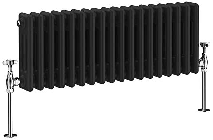 NRG 300 x 830mm Black Radiator Traditional 3 Column Horizontal Central Heating Cast Iron Rads