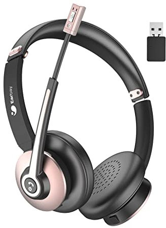 Earbay Bluetooth Headset mit Mikrofon, 26H-Gesprächszeit, für Skype, Teams, Büro - Wireless Stereo-Kopfhörer mit Noise Cancelling, USB-Adapter für Laptop, Tablet