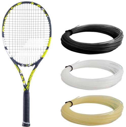 Babolat, Evo Aero Saiten-Tennisschläger für Erwachsene, ideal für Fortschritt, Kraft und Komfort, aerodynamischer Spin Alpha-Rahmen, Griffgröße 1, französische Marke, grau/gelb