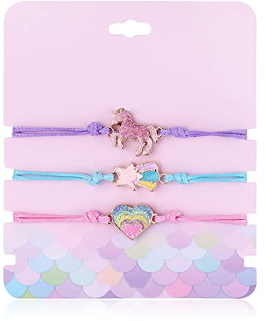 SCJJZ mitgebsel kindergeburtstag,kindergeburtstag,einhorn geburtstagsdeko,armband mädchen,Love Unicorn Rainbow Armband Good Friends Dreiteiliges Set Exquisites Kinderarmband