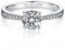 MomentWish Personalisiert Verlobungsring Damen, 1 Karat Moissanit Diamant Ring Damen, VVS1 D Farbe 925 Sterling Silber, Verlobung Hochzeit Geschenk Ring für Frauen-Größe48