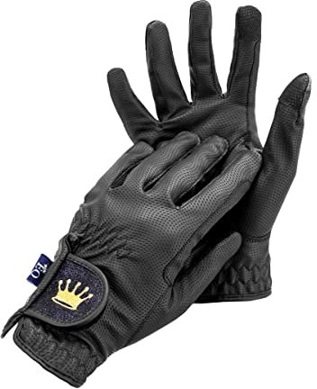 Equestrian Queen - Funktionelle Damen Reithandschuhe mit Touchscreen Kompatibilität, Rutschfestem Grip & Elegantes Design - Perfekt für den Reitsport - für Frauen und Mädchen - Bali (Schwarz, M)