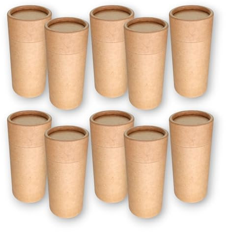 VanEco - Leer Hülsen & Tiegel aus Kraftpapier für Lippenstift, Deo, Salbe - Lippenpflege + Creme selber machen - Set Hülse & Dose aus Pappe Mix für nachhaltige DIY Naturkosmetik (10x65ml Deo)