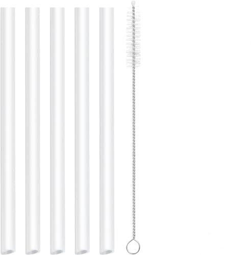 CampTek Replacement Straws Compatible with YETI Rambler 18oz Vacuum Insulated Bottle, Include 5 Straws,1 Cleaning Brush