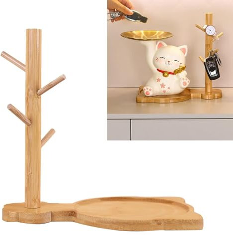 Cyrank Schlüsselhalter, Ring Halter Holz Schlüssel Fach für Eingang Tisch Schlüssel Rack Schmuck Tray Sonnenbrille Table Nachtständer Table für Ringe, Telefon, Armbänder Uhren (01)