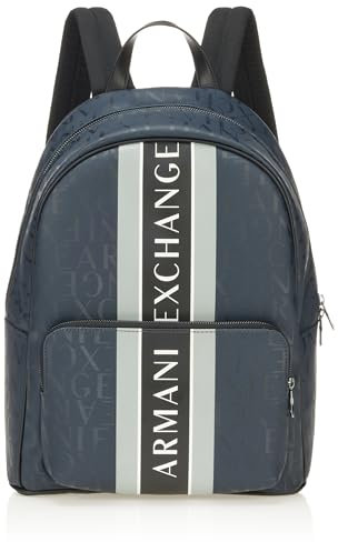 Armani Exchange Herren durchgehendem Logo Rucksack, Marineblau/Mirage Grey, Einheitsgröße