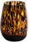 INNA-Glas Bauchiges Teelichtglas Russell, Leopardenmuster, braun-klar, 12 cm, Ø 9 cm - Teelichthalter mit Muster
