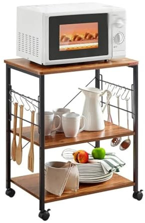 VejiA-Carrito para microondas con Soporte de Cocina, 23,7 Pulgadas, para Espacios pequeños, Mesa de Bar de café, Estante rodante para Horno