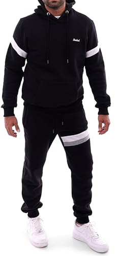 Reslad Trainingsanzug Herren Jogginganzug Männer Sportanzug | Freizeitanzug Jogginghose + Kapuzen Hoodie Sweatshirt Oberteil SET RS-5088 Schwarz M