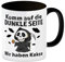Komm auf die dunkle Seite Kaffeebecher in schwarz mit Spruch Wir haben Kekse eine bunte Tasse für die Arbeit Sensenmann Motiv Tod Kaffeetasse Männer ausgefallener Keks Fledermaus