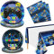 Hegbolke Fournitures de fête pour jeux vidéo Serve 20-61Pcs Assiettes Serviettes Nappes pour garçons Gamer Gaming Controller Party Supplies