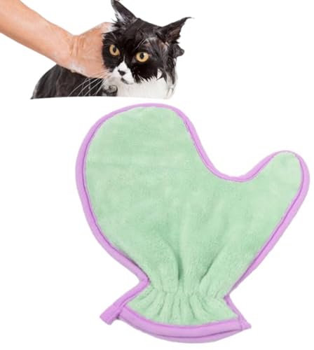 Gants de Toilette pour Animaux de Compagnie, Gant Chat, Gant Poil Chat, Serviette pour Chien Fibre Super absorbante réutilisable Pet Beauty Gloves Chat Bath Gloves Dog Dry Serviette Dog (Vert)