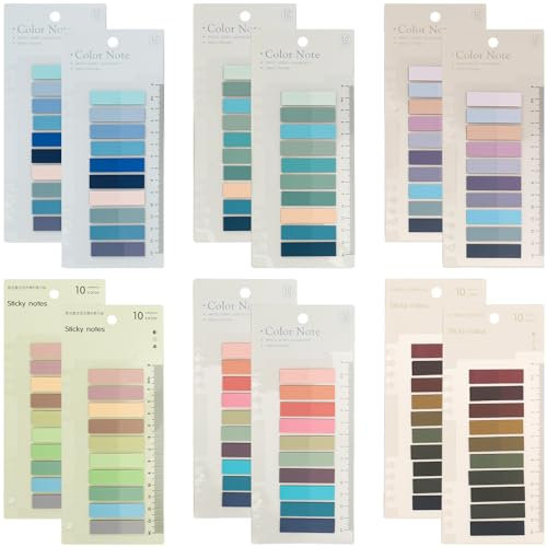 1200 Stück Haftstreifen Haftnotizen, Sticky Notes Selbstklebende Notizen Blöcke, Clear Sticky Notes, Book Tabs for Binders Page Markers for Notebooks Repositionable Book Flags Strip Index Tabs