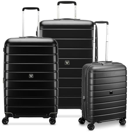 RONCATO RELIFE Set 3 trolley Grande, Medio e Cabina - espandibile e con sistema di chiusura TSA, NERO
