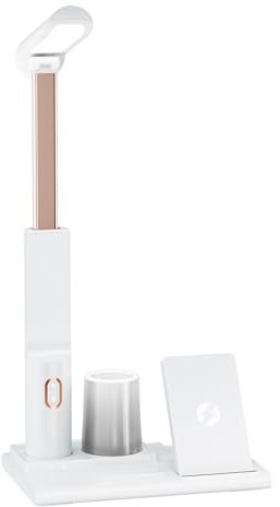 Wireless Charger mit Schreibtischlampe LED Dimmbar, Eye-Caring Faltbar Table Lamp with Apple ladestation, Home Office für iPhone ladestation für iPhone 15 14 13 12 11 Pro SE X XS XR 8(Weiß)