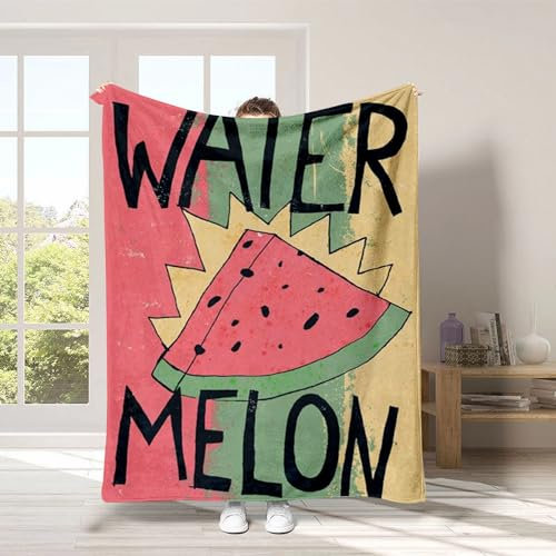 Zweig Sommerdecke, Wassermelone, ultraweiche Flanelldecke, leichte Mikrofaser-Decke, gemütlich, warm für Bett, Sofa, Couch, Kinderbett, Kinderwagen, Decke für Jungen und Mädchen, 130 x 150 cm