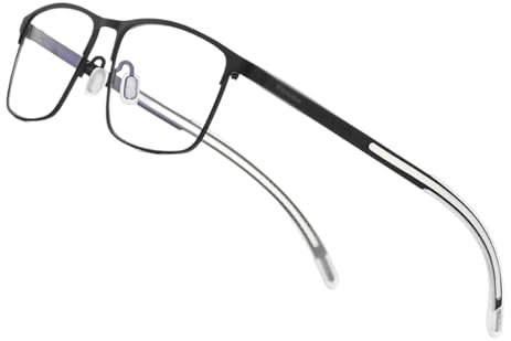 WxuuLTGJR Quadratische Brillenfassungen, Titan-Brillenfassungen für Herren, rutschfeste Silikon-Brillenfassung, minimalistisches Design, stilvolle Brillenfassung