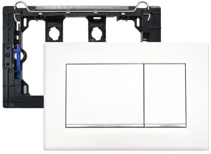 Empyreal Drückerplatte mit Spülauslöser-Set und Montagerahmen,passend für Geberit Sigma 30&UP320&300 Betätigungsplatten Ersatzteile,Doppelspülung, 1Stüc(Weiß&Silberrand).