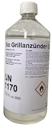Bio Grillanzünder Gel aus Bioethanol - Brennpaste Tischgrill/schnelles Anzündgel für den Tischgrill - Grillanzünder Gel Sicherheitsbrennpaste Flasche - 1 Liter