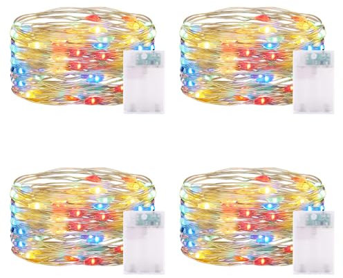 CandLuc Lichterketten Batterie Timer, 5M 50 LED Kupferdraht Lichterkette Innen, Lichterketten Batteriebetrieben Wasserdichte Mini Lichterkette für Party Garten Weihnachten Halloween Hochzeit Deko