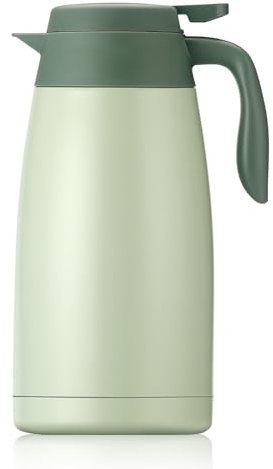 Carafe à café isotherme de 2 L en acier inoxydable à double paroi isotherme sous vide pour café et thé - Pour boissons chaudes et froides - Vert