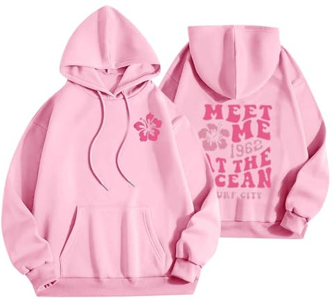 Pink Palm Puff Hoodie Kids,Ladies Hoodies UK Clearance,Hoodies for Girls Cute Print Casual Graphic Jumpers Oversized Hooded Sweatshirt Long Sleeve Fall Outfits Y2K Clothes Pullover Tops