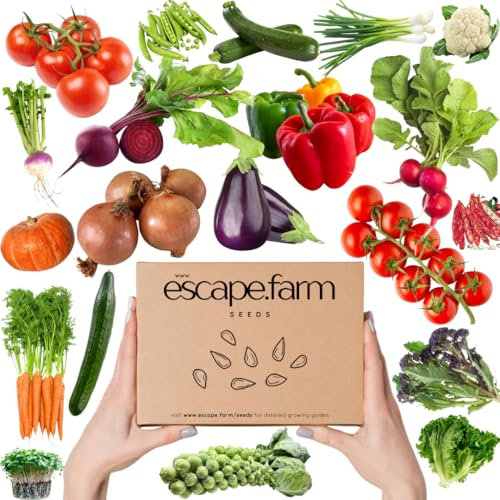 Escape.Farm Vegetable Seeds Bumper Pack, Grow Your Own Vegetable Garden, Seed Starter Kit, Contains 22 Varieties and 2,000+ Seeds, Reputable UK Growers, from Tomatoes to Pumpkins, Aubergines to Peas