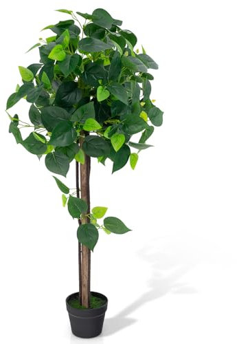 GIANTEX Planta Artificial de 114 cm Alto, Árbol Falso con Hojas de Hortensias Verdes Oscuras y Claras, Planta Decorativa en Maceta para Porche, Entrada, Salón