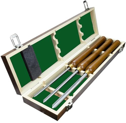 YAOBAO 3 Pcs HSS Bowl Gouge Lathe Chisel Set, Wood Lathe Bowl Turning Tools with Wooden Box, 1/4-Inches, 3/8-Inches and 1/2-Inches Chisels for Woodturning