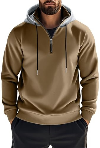 Angebote des Tages Heute Sweatshirt Herren Größe Stehkragen Shirt Pullover Casual Winter Fleece Pullover Langarm Pulli Herren Pullover Stehkragen Zip(2-Coffee,XXL)