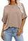 Cuptacc Tee Shirt Femme Top Oversize Col Rond été Top Femme Chic et Élégant Manche Courte Blouse