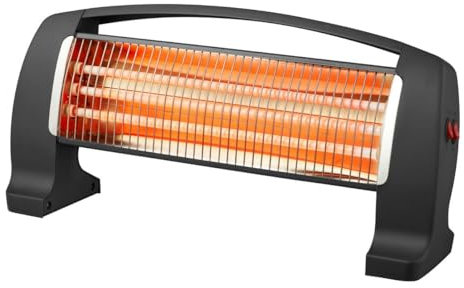 Estufa de cuarzo de suelo, 3 barras, potencias de 400/800/1200W, ideal para calentar espacios pequeños y exteriores.