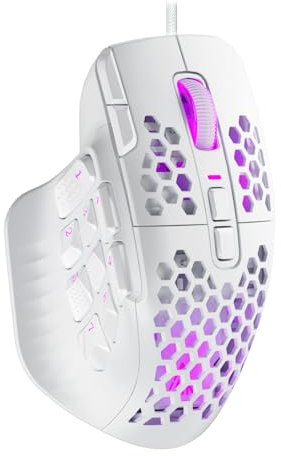 SOLAKAKA SM809 MMO Souris de jeu filaire RVB avec 9 boutons latéraux, capteur de haute précision 24 000 DPI, souris de jeu ergonomique optique, 16 raccourcis macro personnalisés programmables