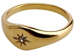 DUOMIYX Anello Mignolo Integrale Con Anello Dorato Semplice Per Uomini E Donne - Oro - 10