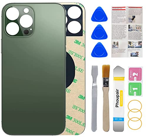 Phoupair Ersatz-Rückglas für iPhone 13 Pro Max, 17 cm (6,7 Zoll), mit Reparaturset und Installationsmaual, Alpingrün